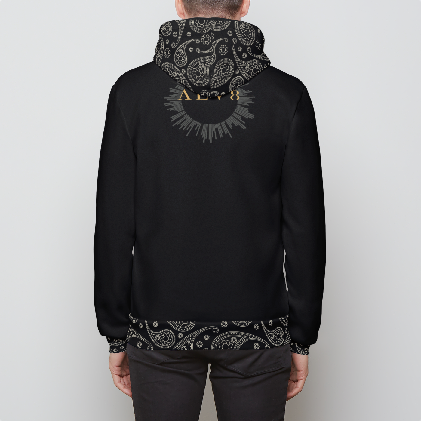 Black Paisley Unisex Relaxed Zip Hoodie