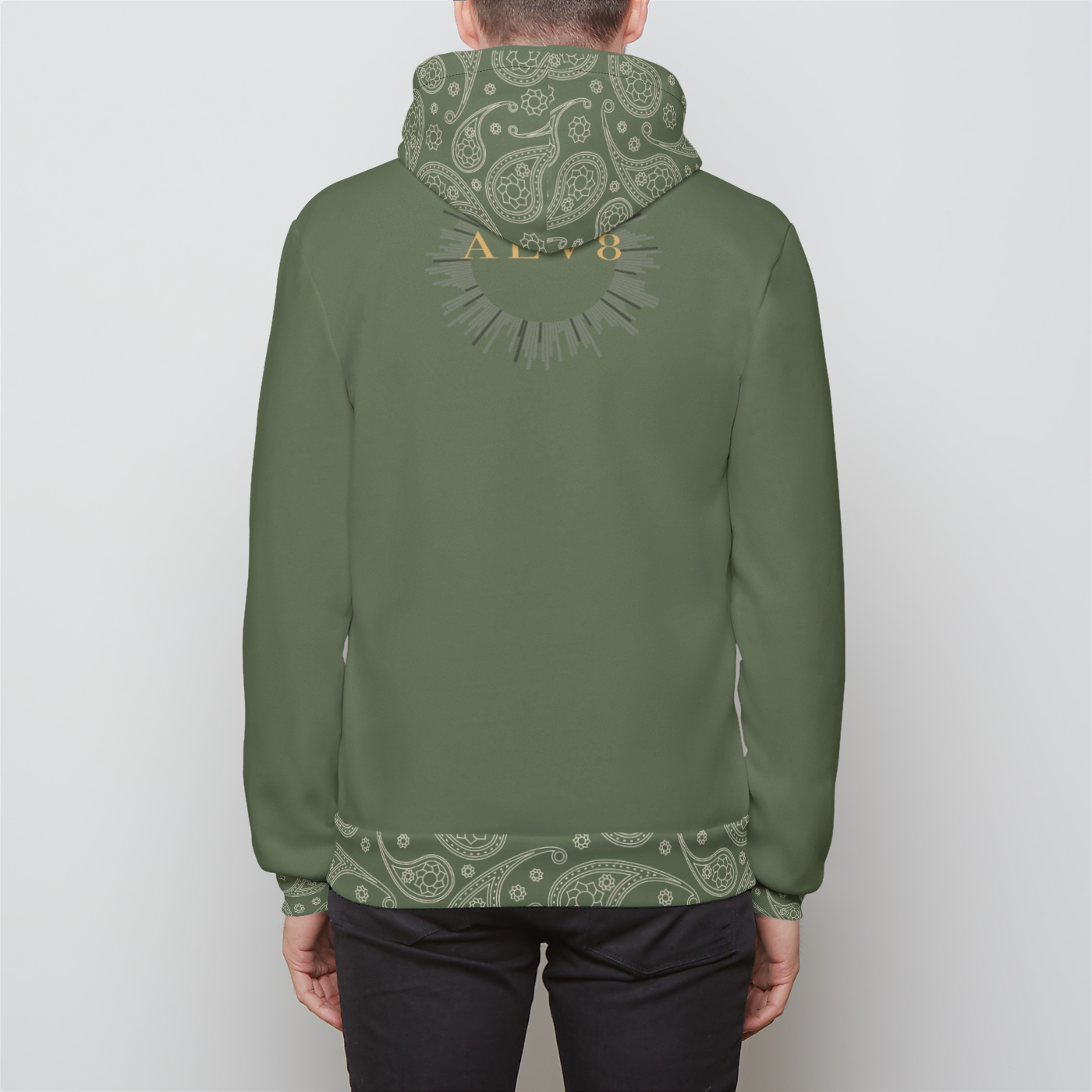 Green Paisley Unisex Relaxed Zip Hoodie