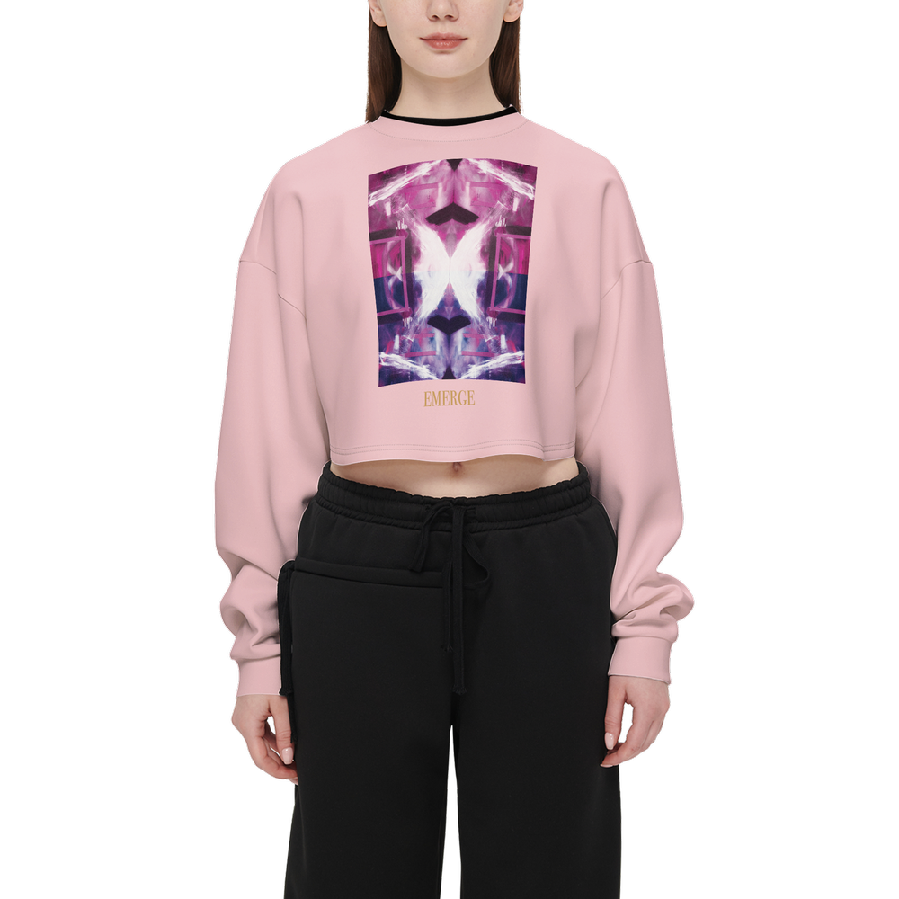 Emerge Pink Wings Women's Cropped Crewneck Sweatshirt