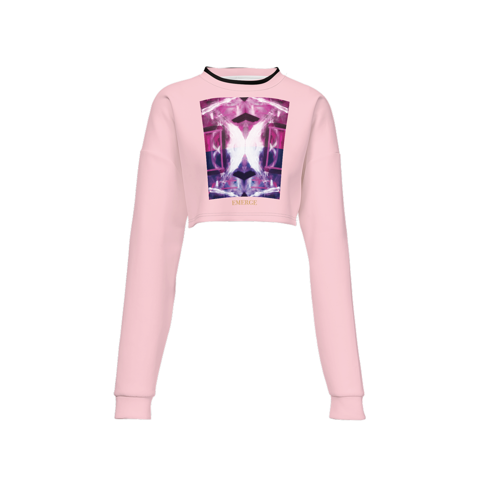 Emerge Pink Wings Women's Cropped Crewneck Sweatshirt