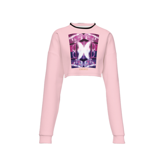 Emerge Pink Wings Women's Cropped Crewneck Sweatshirt